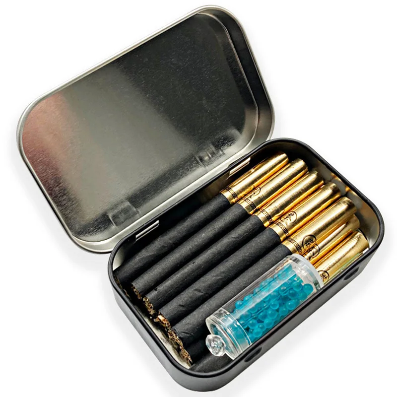 Tragbare Zigarette Fall Flip Cap Zinn Metall Lagerung Box Tabak Humidor Roll Papier Feuchtigkeit Versiegelt Halter Rauchen Zubehör – Detail 5