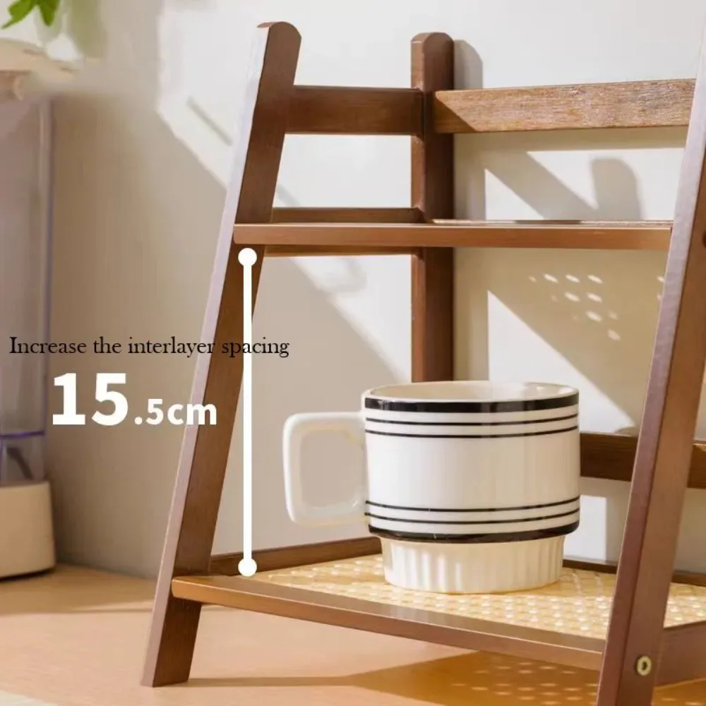 Double Layer Bamboo Rack 2-Tier Desktop Organizer Display Racks Office Stationary Office Storage Makeup Organizion for Vanity 5