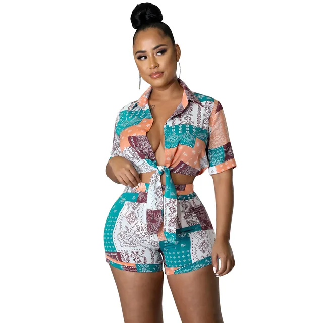 Summer Women 2 Two Piece Set 2022 New Casual Short Sleeve Paisley Shirt And  Shorts Lady Matching Sets Fashion Street Outfits - Short Sets - AliExpress