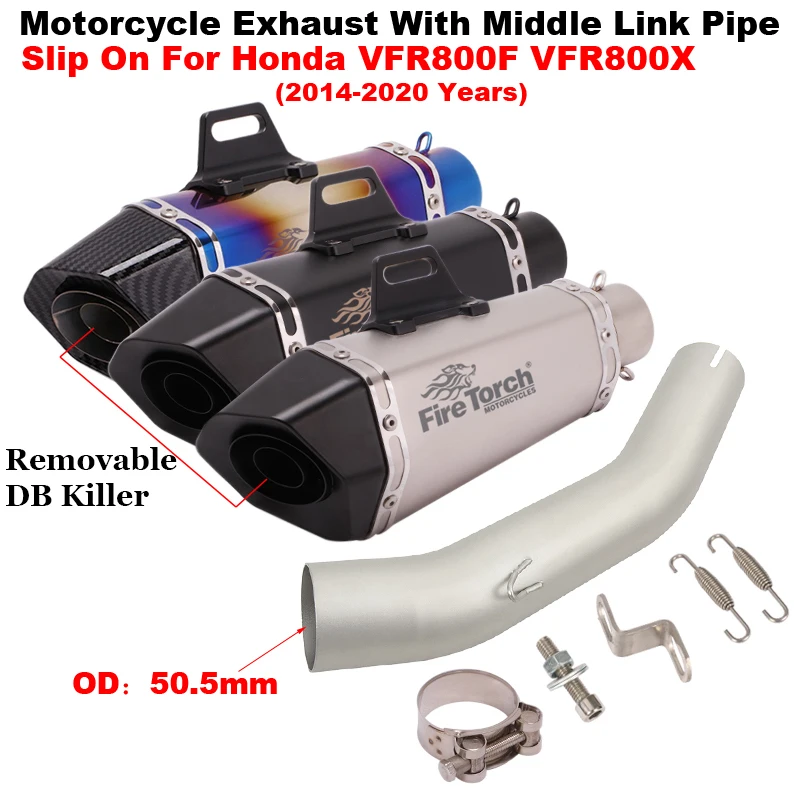 Motorcycle Exhaust Escape Modify Link Pipe With Muffler Moto DB Killer Slip On For Honda VFR800F VFR800X VFR 800 X F 2014-2020