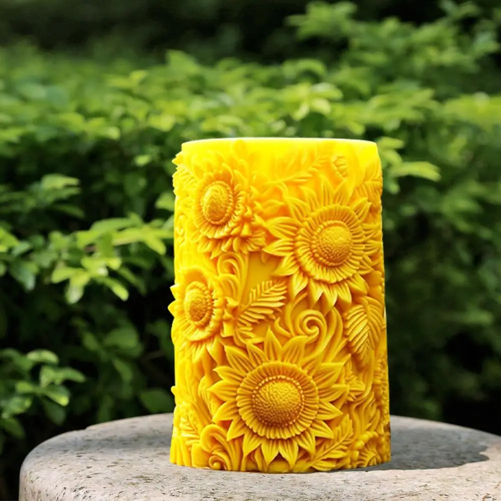 퇴색 기둥 장미 촛불 몰드 꽃 모듬 해바라기 기둥, DIY 석고 아로마 테라피 송진 비누 얼음 몰드, 홈 데코
