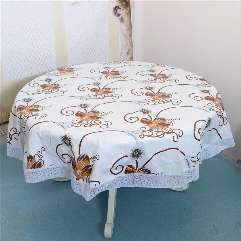 

Large round tablecloth waterproof oil-proof wash-and-burn Plastic Hotel round PVC Round Table Mat cloth art green