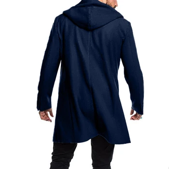 Men s Winter Duffle Coat Loose Fit Classic Wool Blend Long Sleeve Hood Toggle Outwear 2