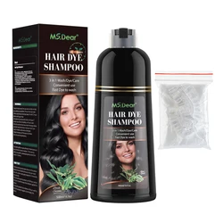 Nourishing Herbal Black Hair Dye Shampoo - 3 - in - 1 Gray Coverage & Care - TYPE 2 Black