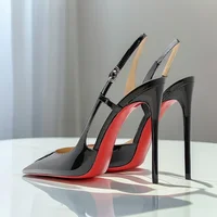 Sandales à talons hauts avec sangle arrière ajourée, fuite latérale, avec miroir noir et blanc et tempérament sexy, chaussures grande taille, nouvelle collection 3