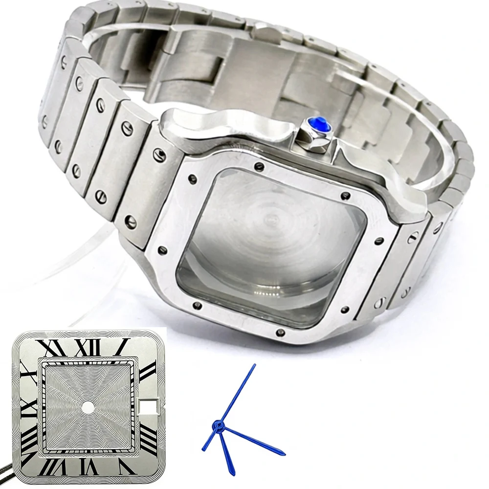 Golden Stainless Steel Waterproof Watch Case and Strap for 38MM Square Men's Watch