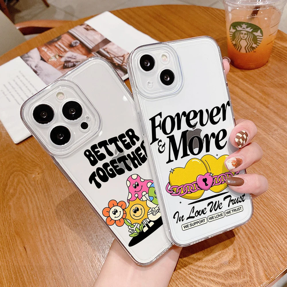 Per Iphone 14 Ins Cartoon Retro Poster Design Custodia Per Telefono Carina Per Iphone 14 13 12 11 Pro Max Xr Xs Mini Cover Trasparenti