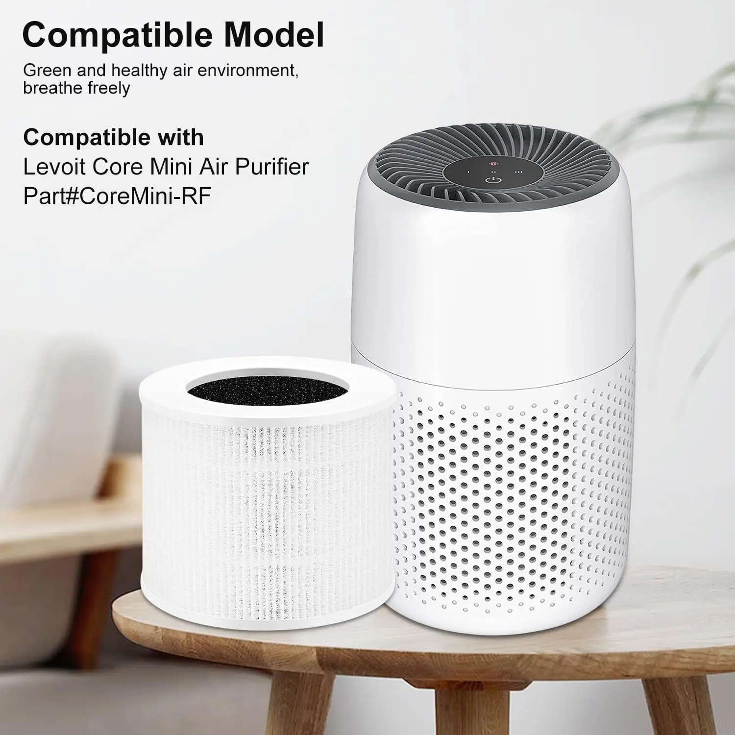 Gros plan sur le filtre HEPA montrant les plis du matériau filtrant.