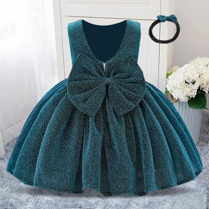 

Summer Elegant Sequin 1st Birthday Dress Toddler Girl Clothes For Kids Clothing Baptism Princess Party Costume Backless Prom