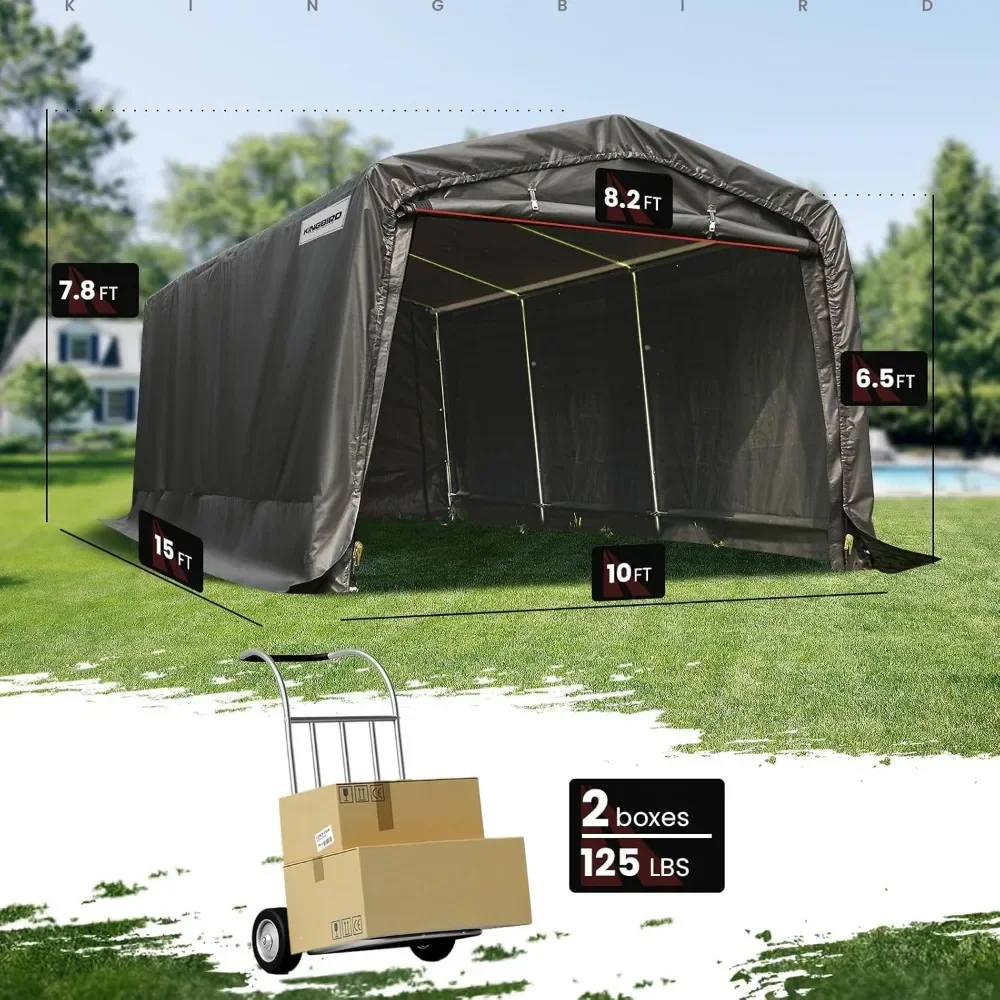 10' x 15' Heavy Duty Anti-Snow Carport Car Canopy Outdoor Instant Garage with Reinforced Ground Bars