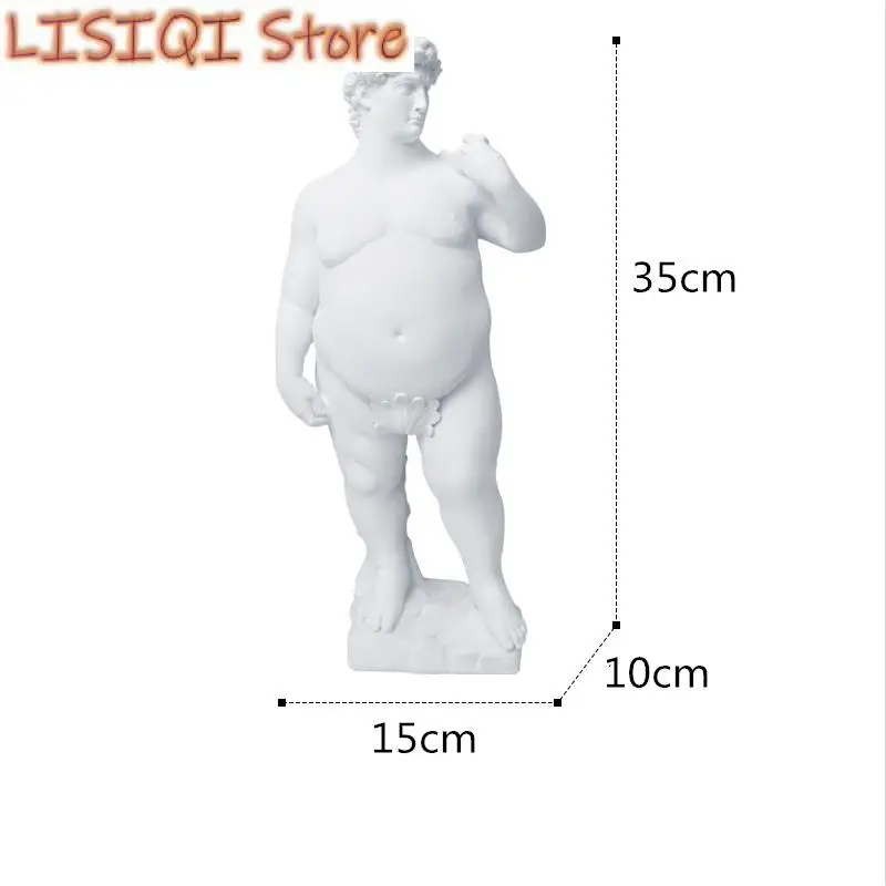 

New Creativity Resin Figure Sculpture David Obesity Fat David Handicraft Statue Nude Naked Man Body Art Home Decoration
