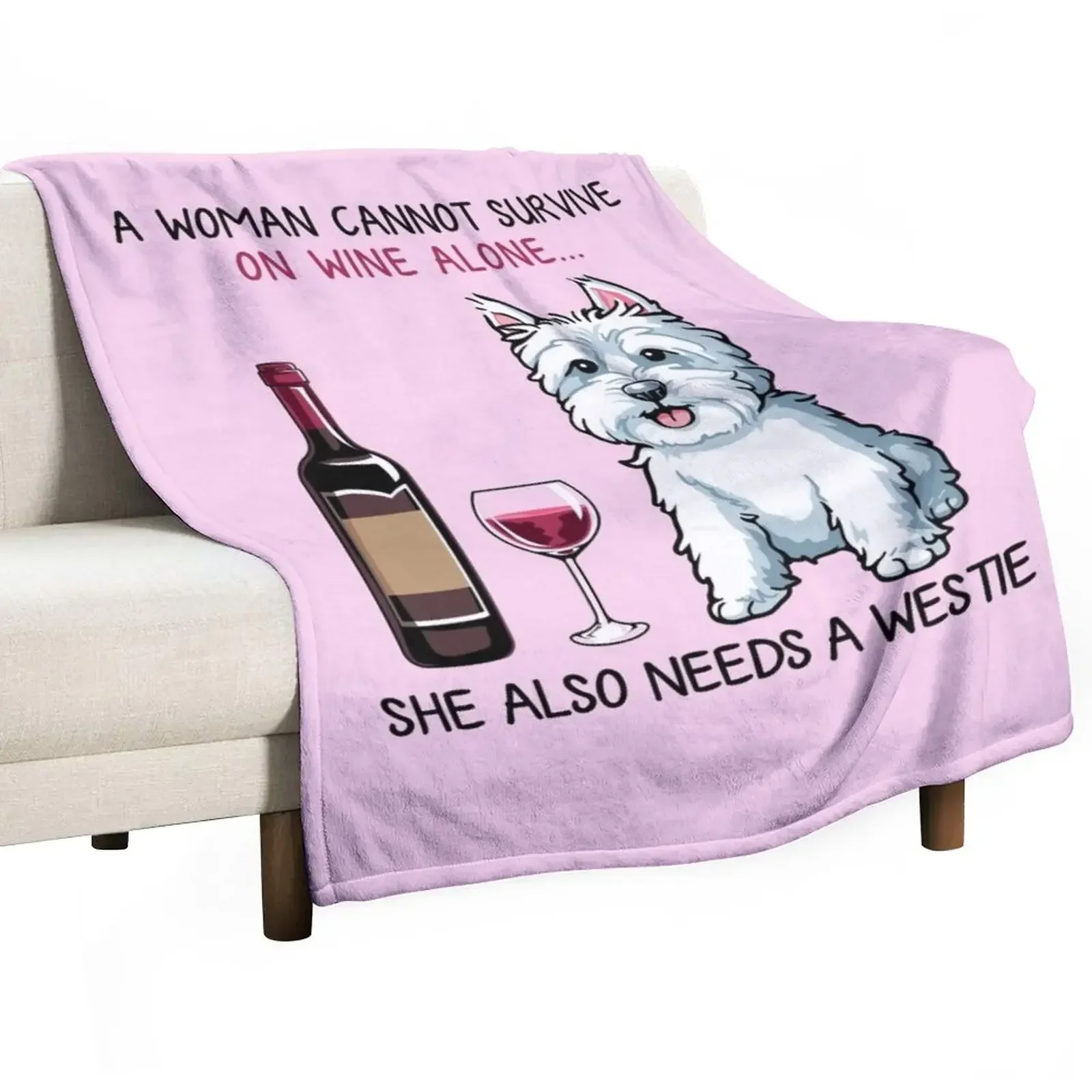 

Westie and wine Funny dog Throw Blanket Plaid on the sofa Fashion Sofas Heavy Blankets