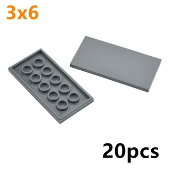 Flat Tile 3*6 Classic Building Blocks 20Pcs MOC Smooth Assemble Particles 3x6 Dots Bricks DIY Educational Creative Toy for Kids 1