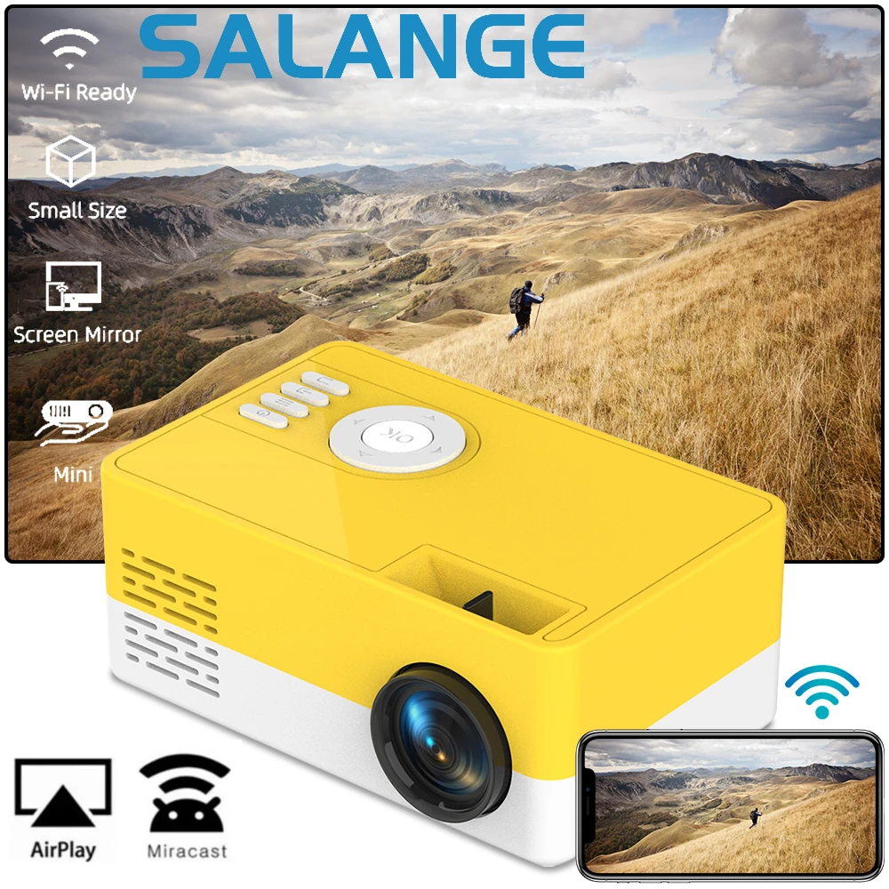 

Salange J15 Pro Mini Projector Led Beamer for Home Theater Miracast Airplay Screen Mirroring 480*360 Portable Media Video Player