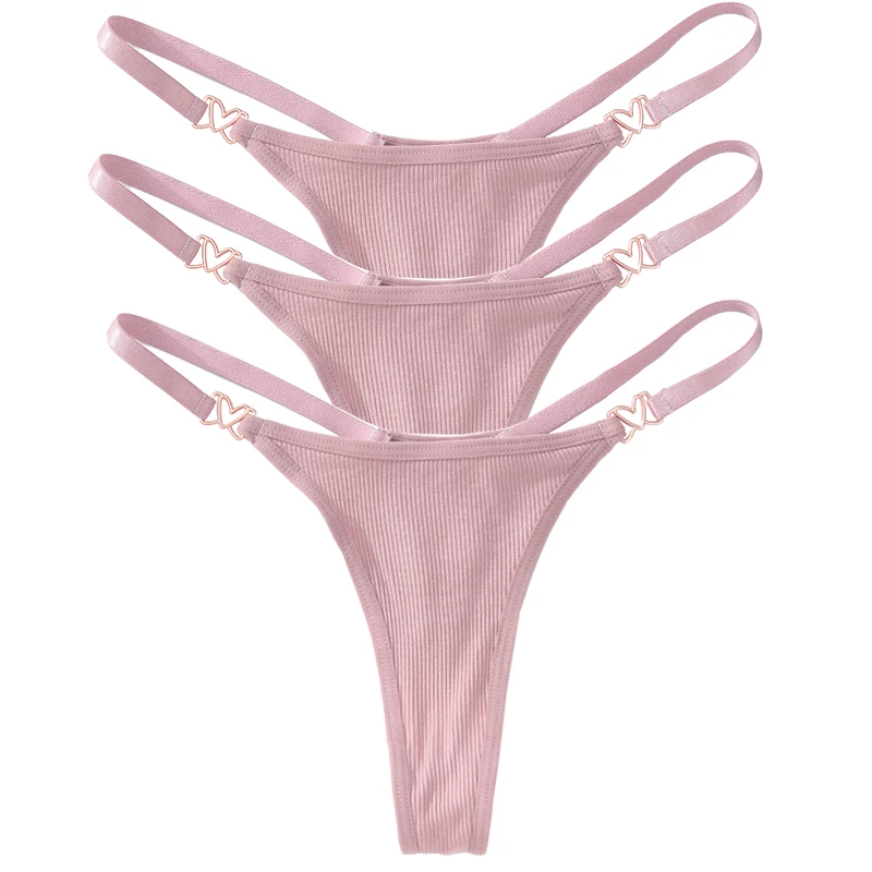 thumbnail image 1 of Tanga Sexy de algodón para mujer, bragas de cintura baja, ropa interior lisa a rayas, lencería íntima cómoda, 3 piezas, 1 of 5