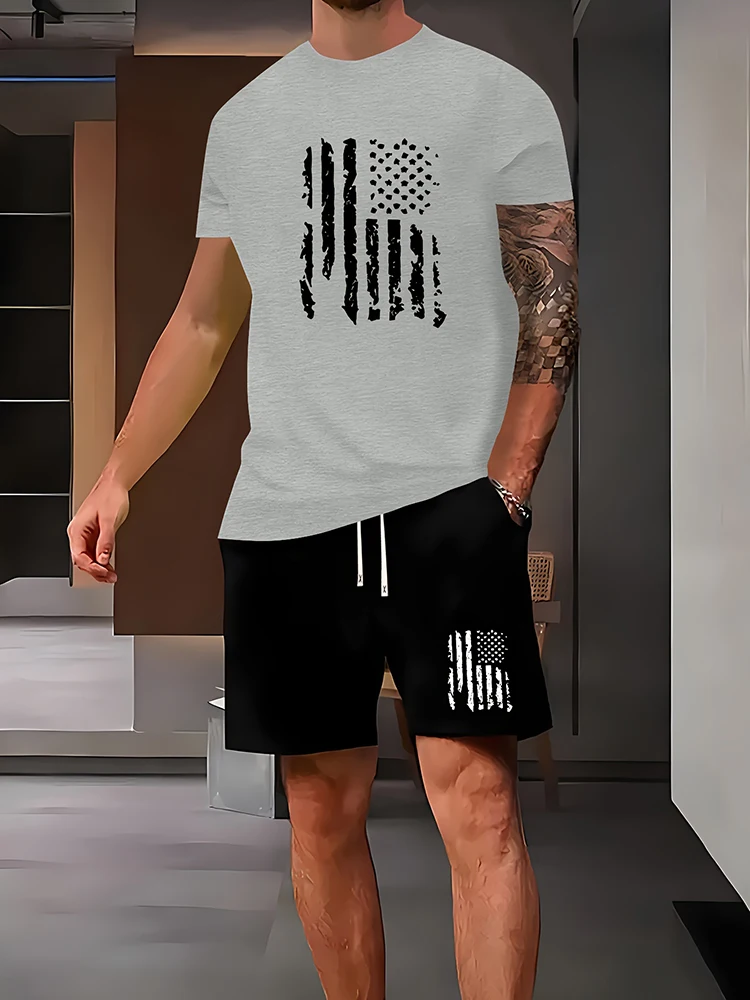 thumbnail image 1 of Conjunto de pantalones cortos de manga corta con estampado de oso pardo de dibujos animados para hombre, camiseta informal de verano para uso diario, pantalones cortos de playa de moda urbana para hom, 1 of 5