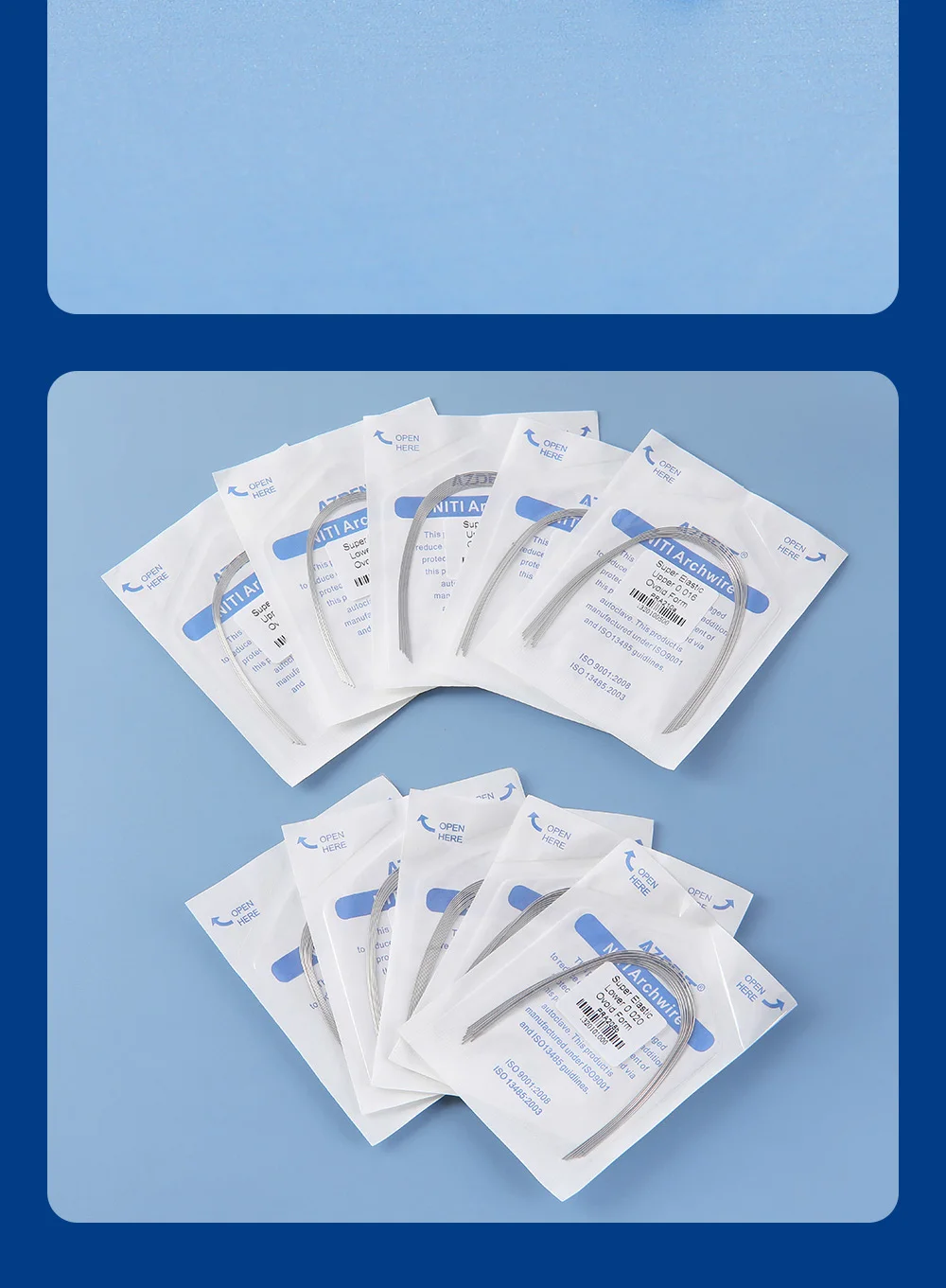 AZDENT 10 teile/paket Dental Kieferorthopädische Bogen Drähte Super Elastische Niti Legierung Runde Rechteckige Form Eiförlose Form Zahnarzt Materialien – Detail 10