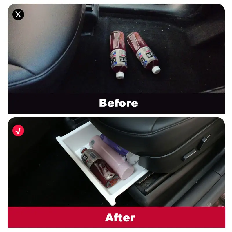 

TPE Storage Lower Box Car Accessories For Tesla Model Y 2020-2023 Under Seat Storage Box Organizer Drawer Holder