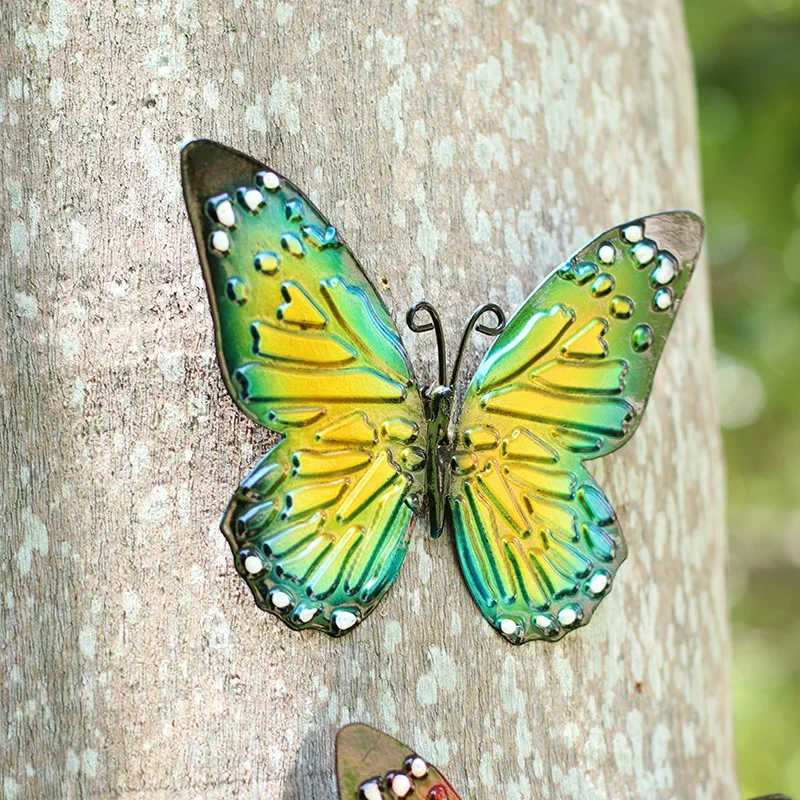 3D Metal Butterfly Decor For Outdoor Garden Decoration Animal Miniatures Statues Artwork Inspirational Sculpture Wall Decor