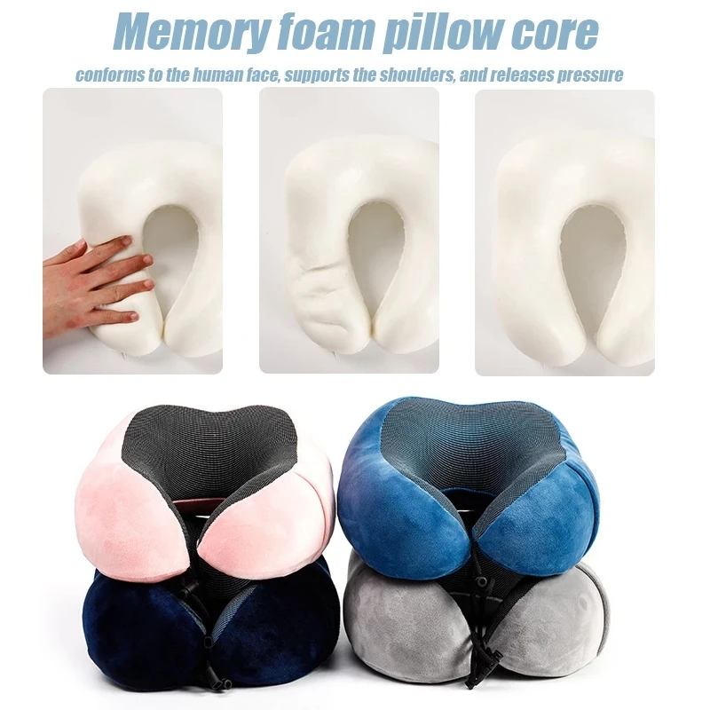 U Shaped Memory Foam Neck Pillows Soft Travel Pillow Massage Neck Pillow Sleeping Airplane Pillow Cervical Healthcare Bedding 4