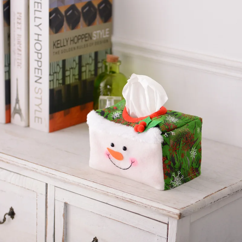 Home Christmas Tissue Paper Holder Case Boxes Red Green Santa Claus Toilet Paper Cover Bag Christmas Party Decor Desktop Decor L