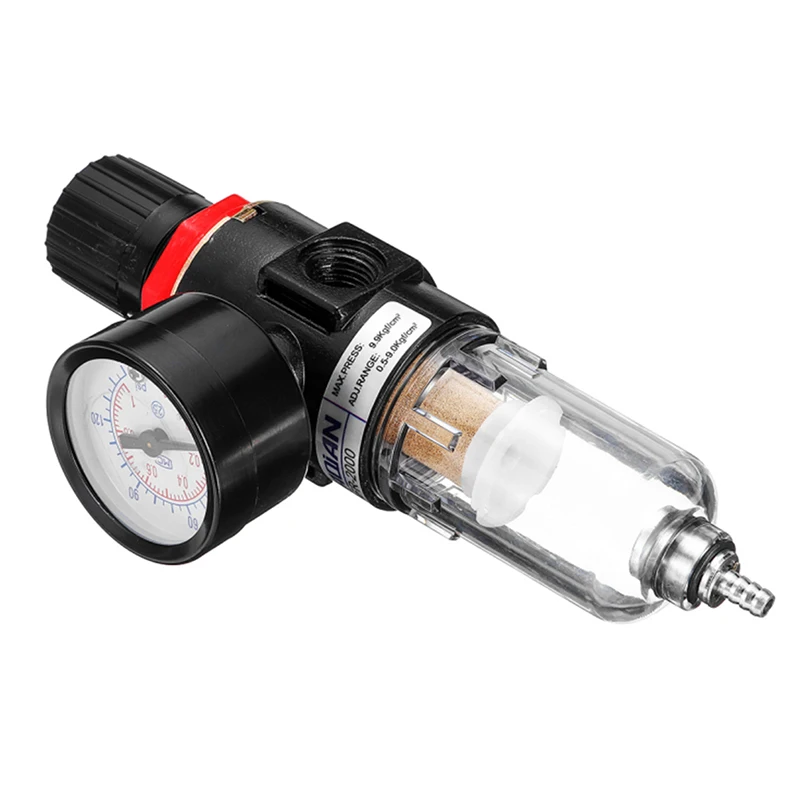 1/4'' Air Compressor Filter Water Separator Trap Tools Kit With Regulator Gauge air filters