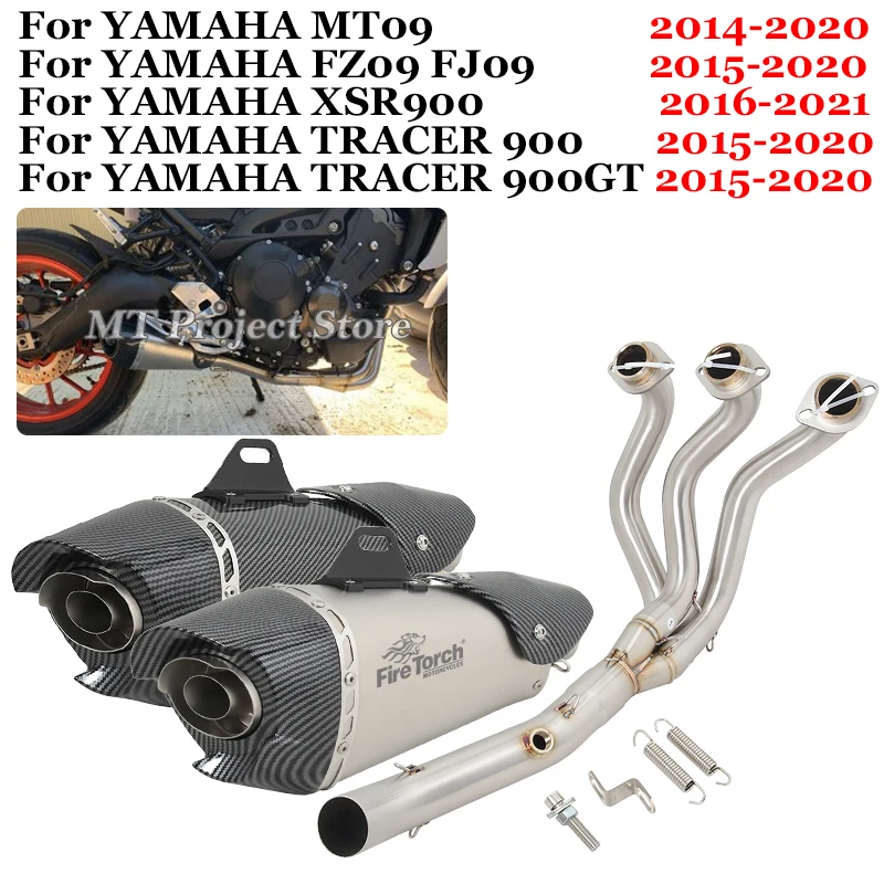 For Yamaha FJ09 MT09 TRACER 900 GT MT-09 FZ-09 XSR900 2015-2021 Full Motorcycle Exhaust System Modified Front Link Pipe Muffler