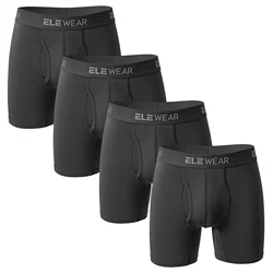 Men's Breathable Boxer Shorts - 4 Pack, Plus Size Fashion Underwear - S (4 BLACK)