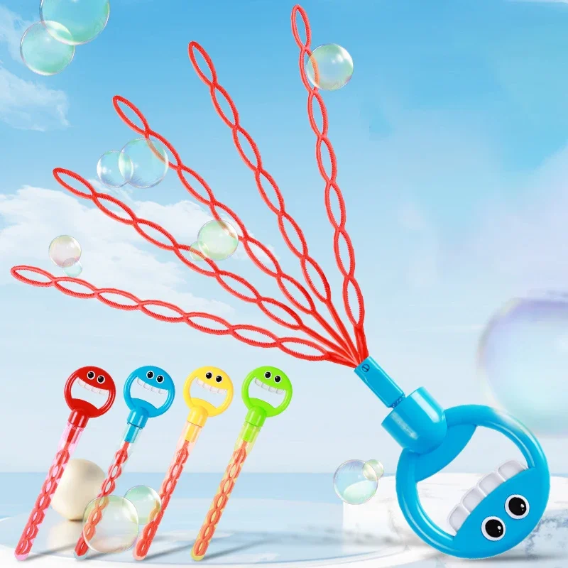 Children's Bubble Machine Five Claw Smiling Face Bubble Stick Toy Porous Manual Bubble Blowing Outdoor Toys for Boys and Girls 2