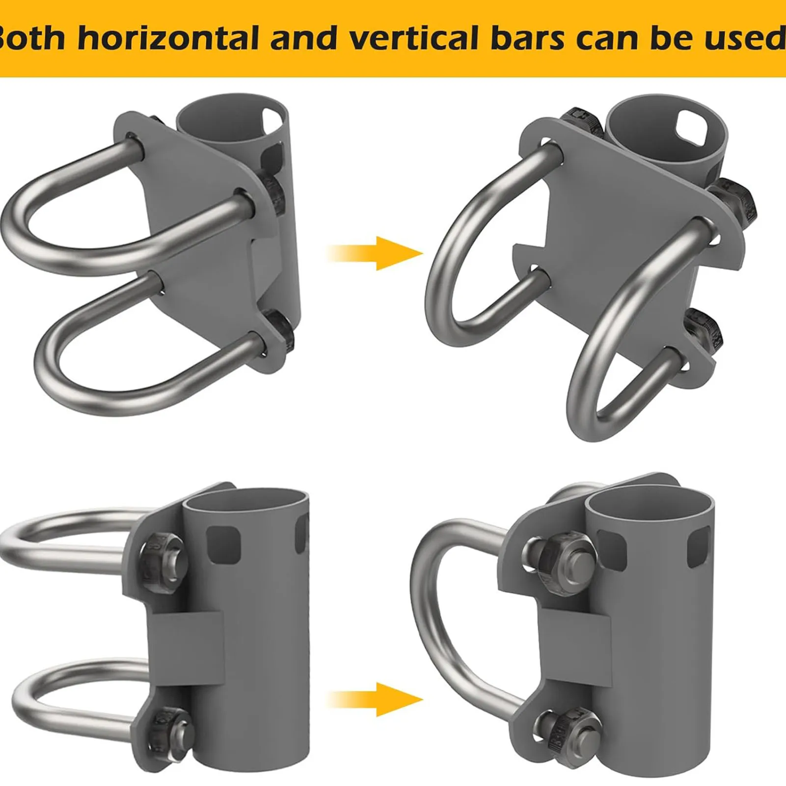 Aerial Mast Pipe Bracket Stainless Steel 30mm-50mm Adjustable U Shape Antenna Mounting Bracket Pole to Pipe Adapter For Starlink