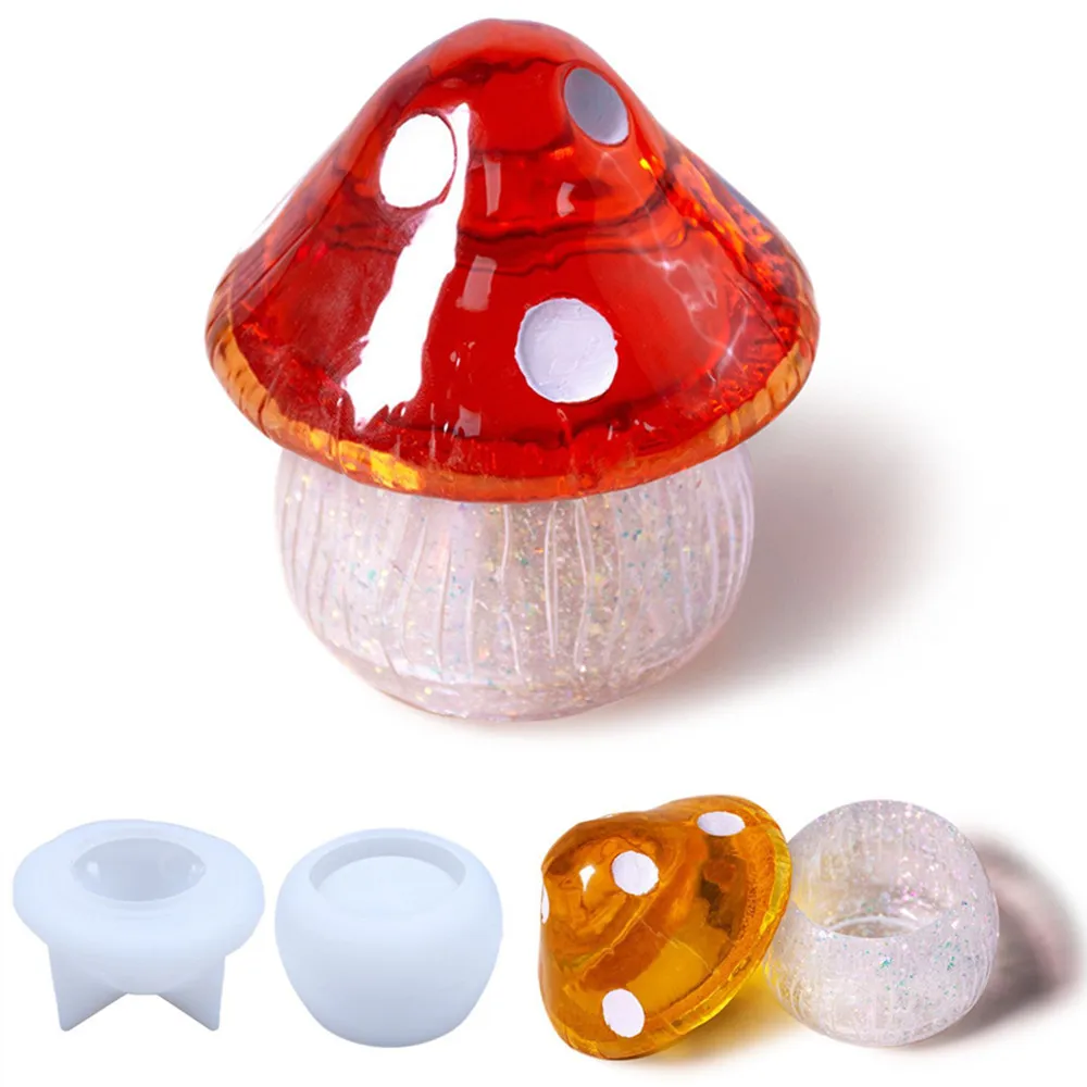 DIY Crystal Epoxy Resin Mold Mushroom Storage Box Jewelry Box Mirror  Silicone Mold