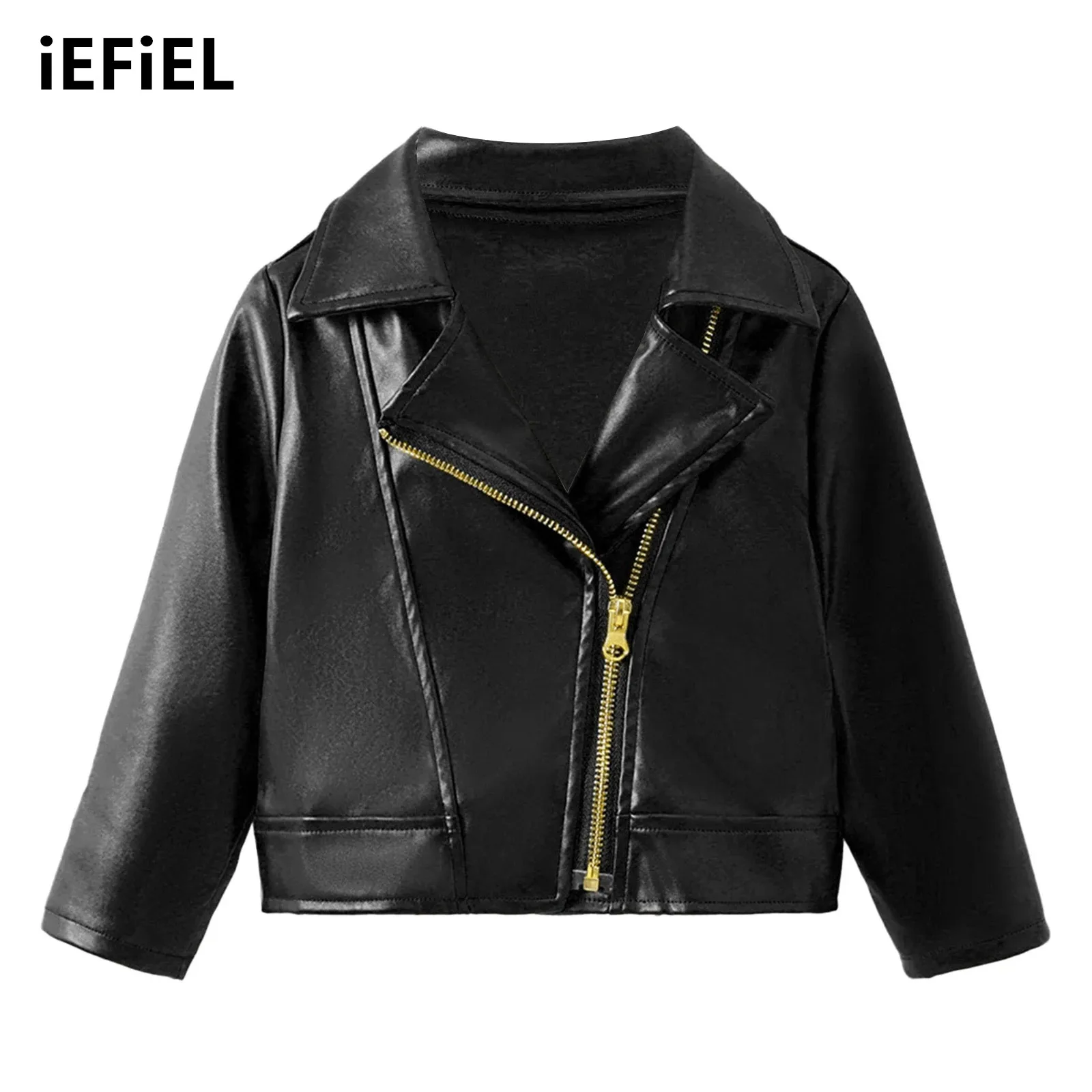 

Toddler Boys Girls Motorcycle Faux Leather Jackets Lapel Long Sleeve Oblique Zipper Casual Fall Winter PU Leather Outerwear Coat