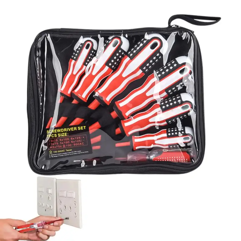 

Insulated Handle Screwdriver 7pcs Appliance Repair Screwdriver Set Magnetic Repair Screwdriver With Storage Bag And Tips