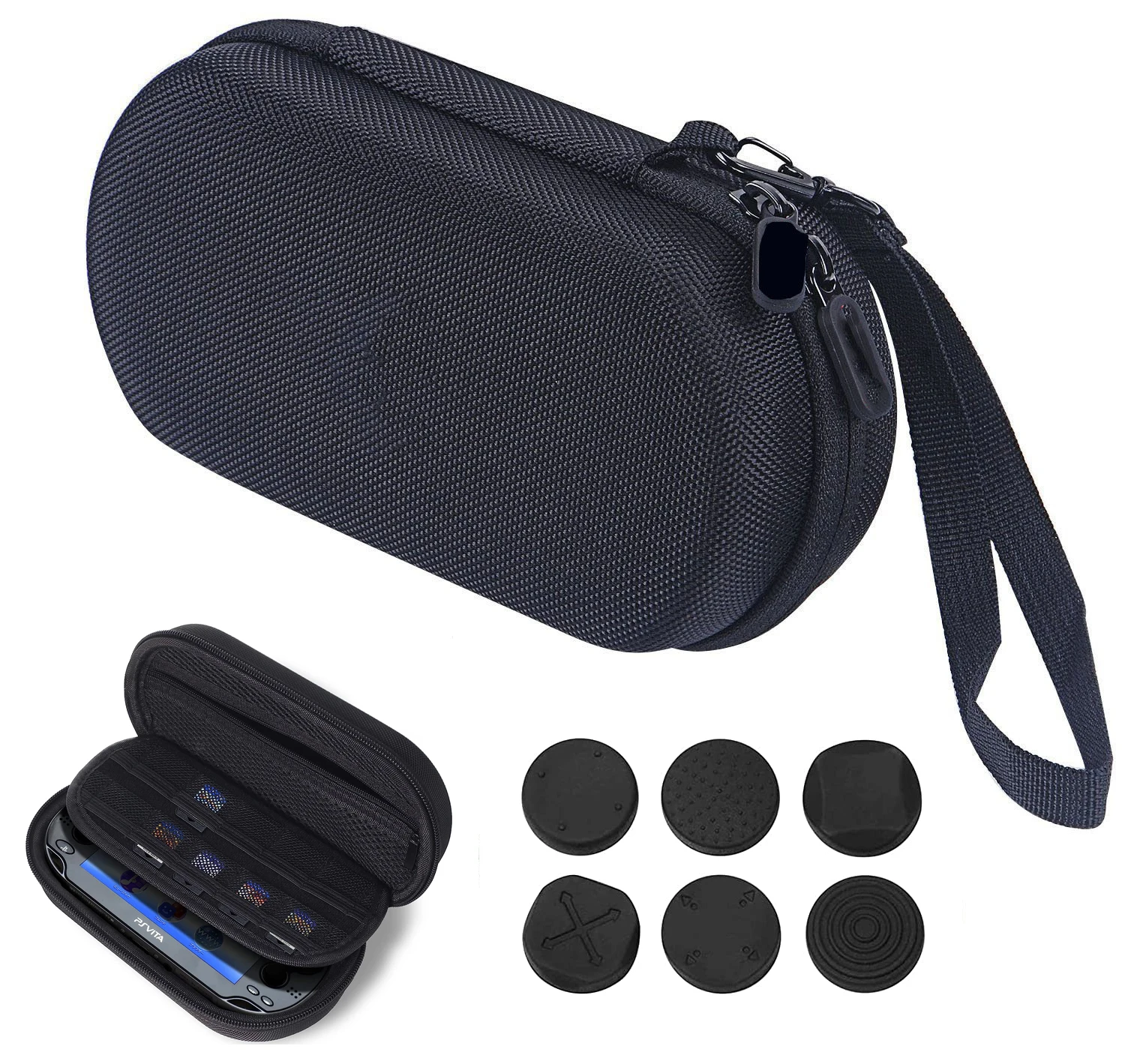 

For PS Vita 1000, PSV 2000 Carrying Storage Bag Portable Travel Organizer Case Analog Silicone Thumb Stick Grip Joystick Caps