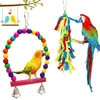 Bird Toy Combination Set Swing Cotton Rope Standing Stick Biting Bird Supplies Colored Parrot Toy 3
