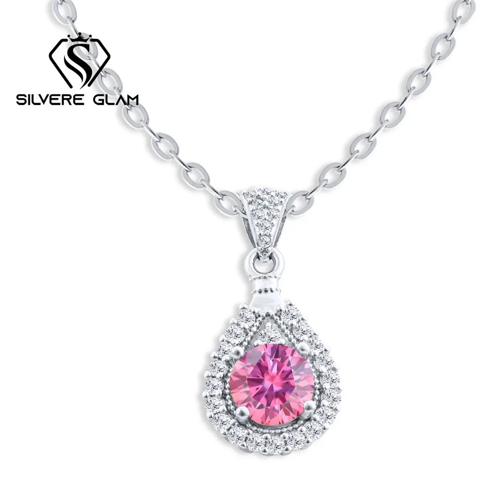 Hot Sale Classic 925 Sterling Silver Oval Necklace 1CT D Color Moissanite Women Necklace Fine Jewelry Pendant For Wedding Party 3