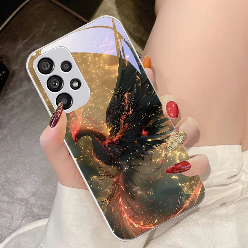 Golden Phoenix Unfolding Tempered Glass Phone Case