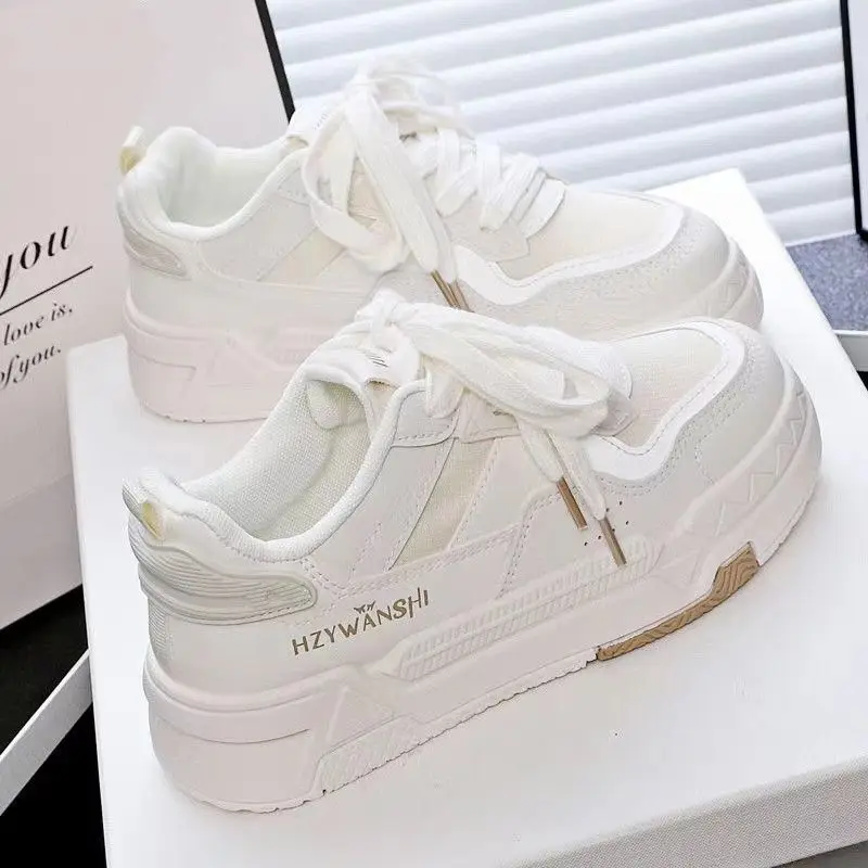 Autumn Women Vulcanize Shoes Thick-soled White Shoes Lace-up Sneakers Outdoors Non-slip Casual Comfortable Female Sports Shoes 5
