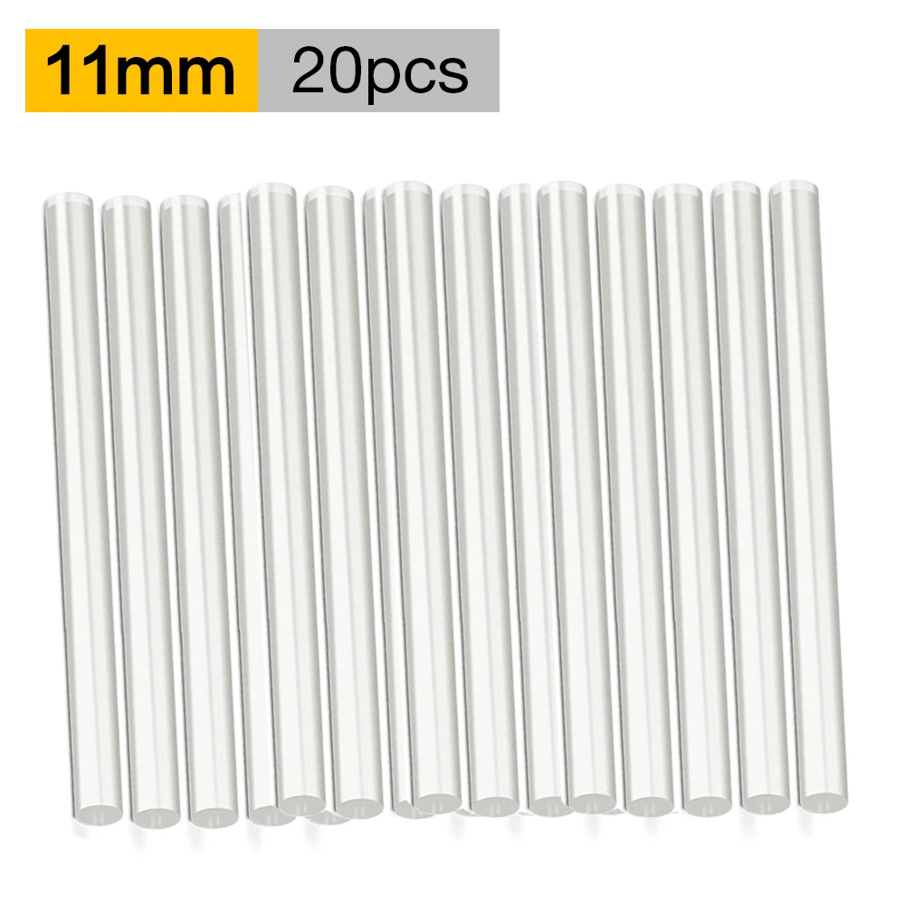 

Пистолет термоплавкий прозрачный 20 шт., клеевые палочки 11 мм, инструменты «сделай сам» для ремонта термоплавкого клеевого пистолета, аксессуары из сплава