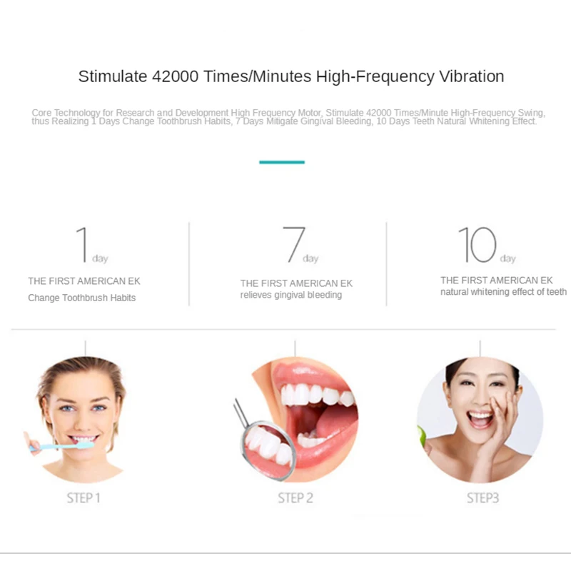 Sonic Electric Toothbrush Ultrasonic Automatic USB Rechargeable IPX7 Waterproof Travel with Replaceable Tooth Brush Heads J189 electric toothbrush