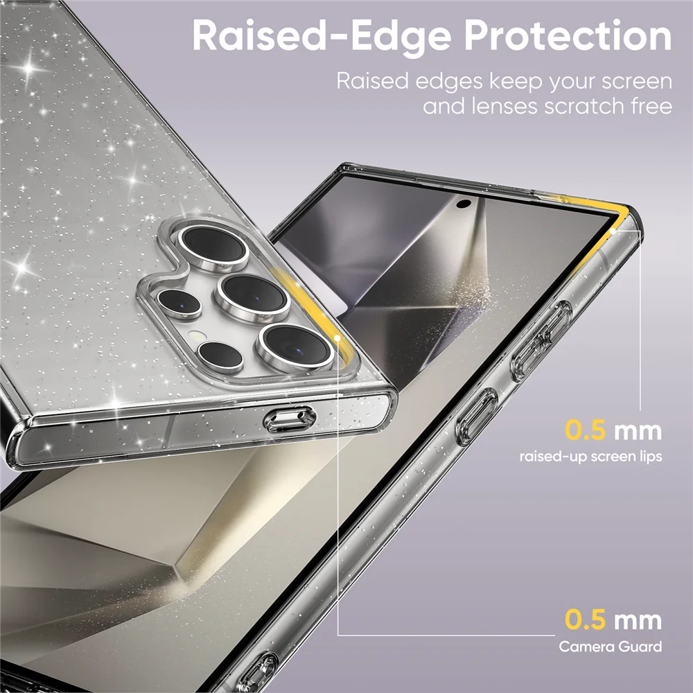 Symmetrische Transparente Glitzer-Schutzhülle OTT-Box Case für Samsung S26 S25 S24 S23 Plus Ultra A57/37/17/56/36/26/16 Sturzsichere Abdeckung – Detail 15