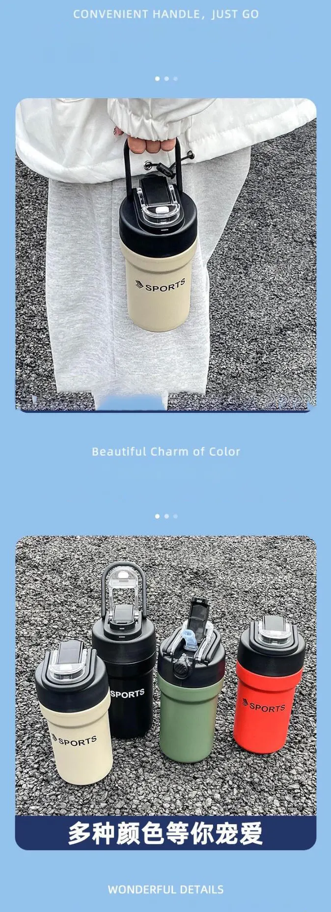 304 Stainless Steel Coffee Thermos Cup Convenient And Beautiful Water Cup Double Drink Tumbler With Straw