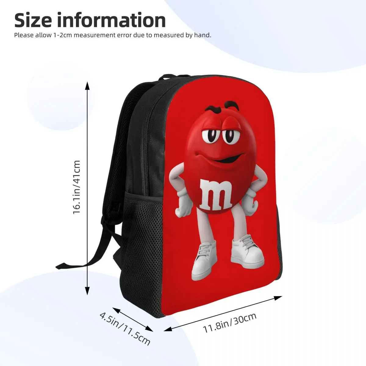 Customized Double M-M Chocolate Backpack Women Men Casual Bookbag