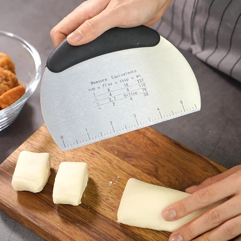 Dough Scraper Bread Pizza Dough Cutter Pastry Scraper Stainless Steel Bench Knife Chopper Baking Kitchen Gadgets dough scraper