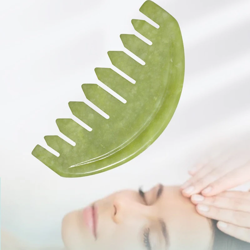 New Jade Meridian Ten-Tooth Gua Sha Massage Comb - Wide-Tooth Hair Care Tool