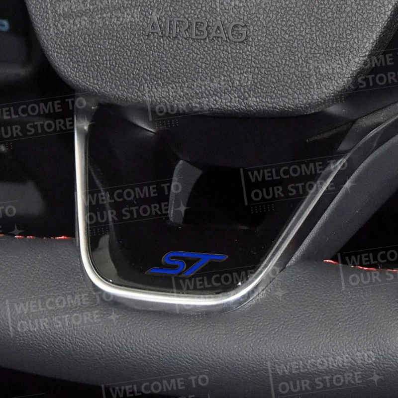 3D metal ST car steering wheel badge sticker styling interior decoration for Ford ST Line Mondeo Fiesta Focus F-150 Ranger Puma