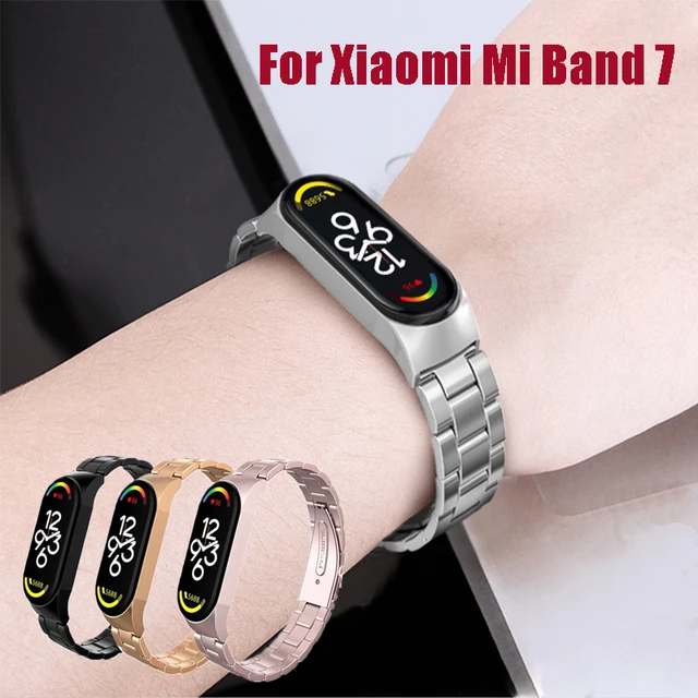 Compatible con Xiaomi Mi Band 7 bandas, correa de repuesto de metal de  acero inoxidable, accesorios para pulsera inteligente Xiaomi Mi Band 7