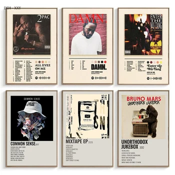 Copertine per album musicali Poster Rapper Hiphop Cantante Copertine per album Pittura su tela Immagini di arte della parete Arredamento della camera