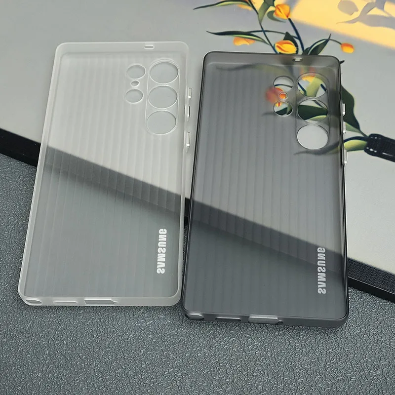 Matte Slim Clear Corrugated Pattern Shockproof Phone Case with Ultra Thin Stripes