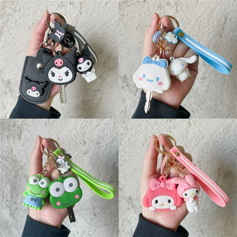 

Sanrio Hello Kitty KT Pompom Purin Keychain Kuromi My Melody Bag Car Key Ring Cinnamoroll Backpack Pendants Ornaments Toy